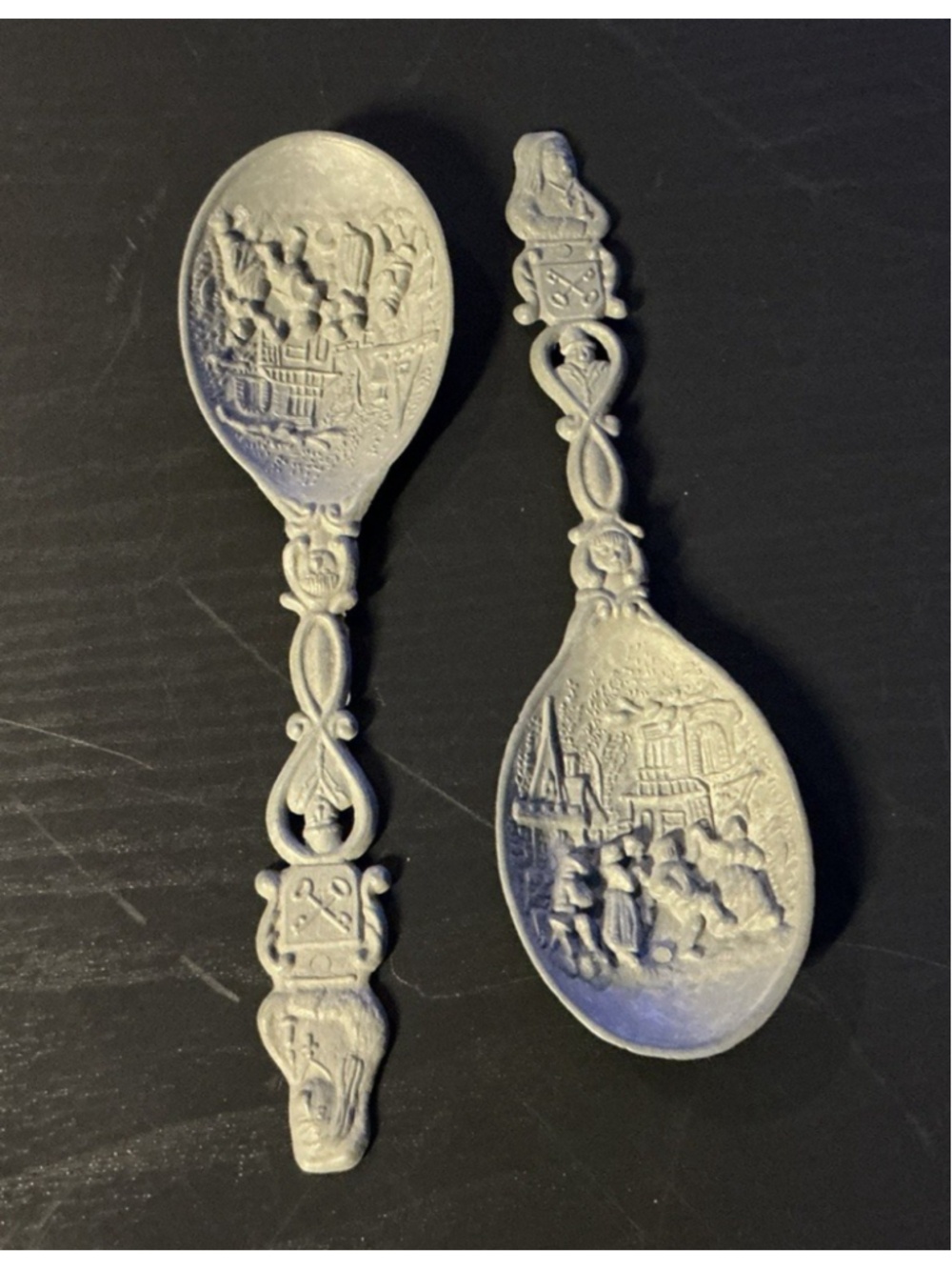 Vintage De Tandmeester JAN STEEN Souvenir Pewter Spoons…Lot of 2